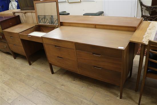 A 1950s Modular teak dressing table W.249cm